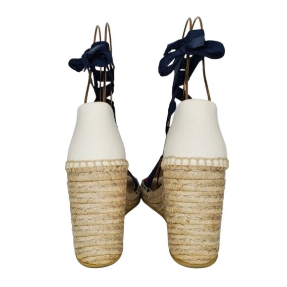 Gucci Lilibeth Sylvie Web Multicolor Canvas Wedge Espadrille Sandals - Picture 4 of 9